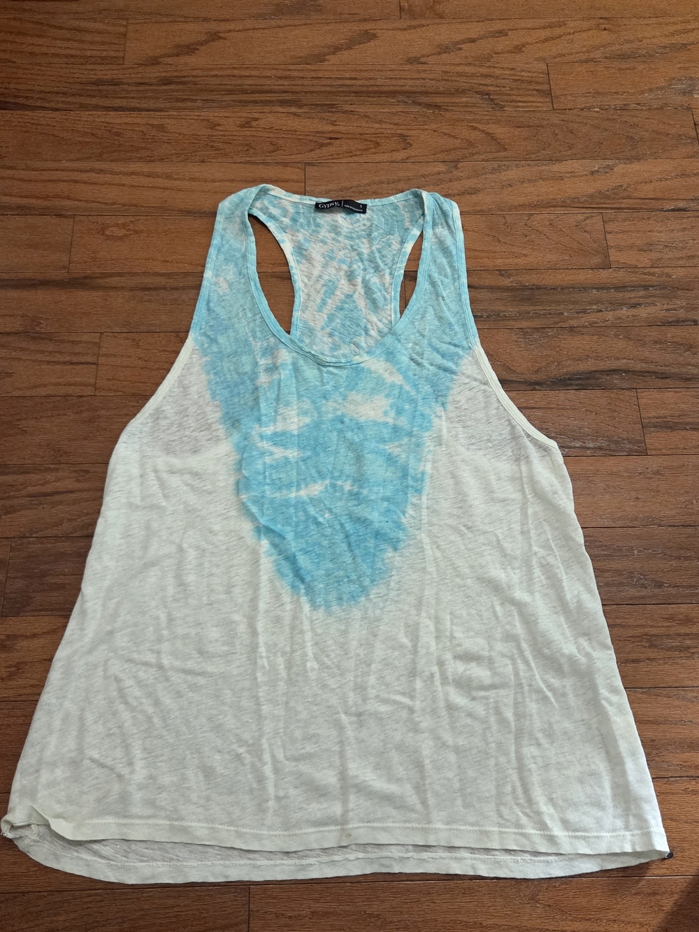 Gypsy 05 White Tank with Blue Tie-Dye Racerback